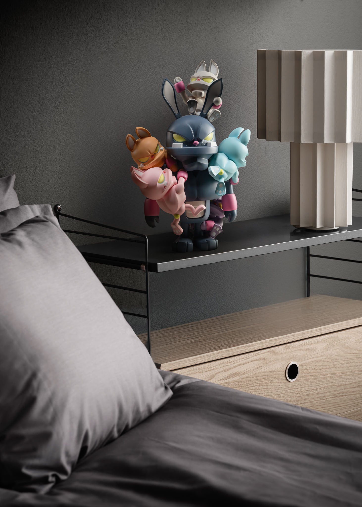 coarse Burnout sculpture scene with anxiety swarm